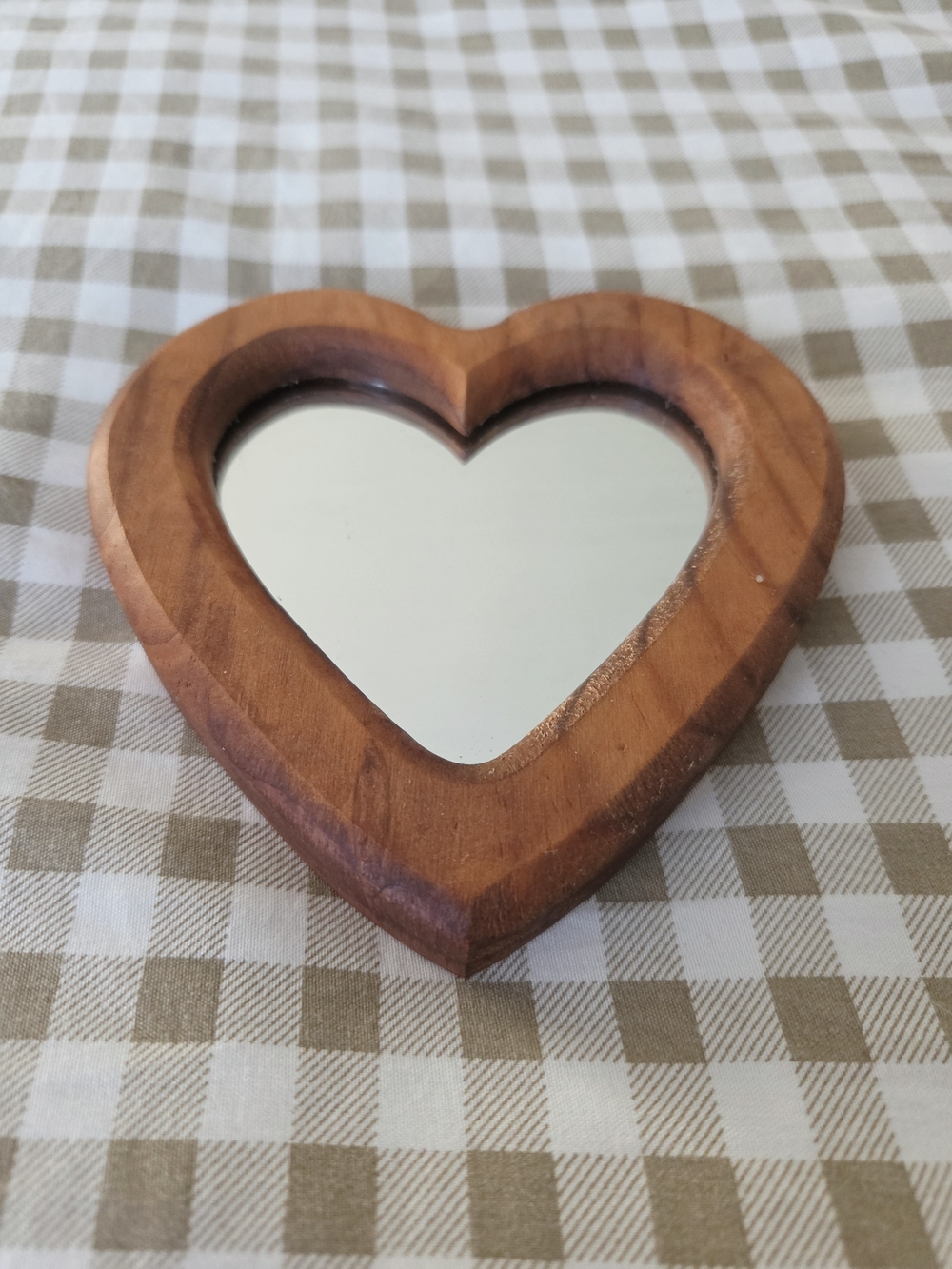 Vintage Heart-Shaped Oak Wooden Framed Mirror